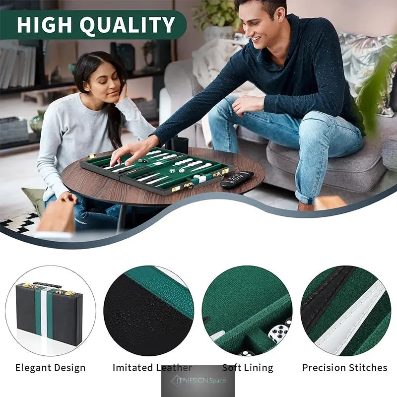 Roll-up-Backgammon-Set aus Leder – tragbares Brettspiel für unterwegs, draußen und die Familie, praktischer Faltkoffer