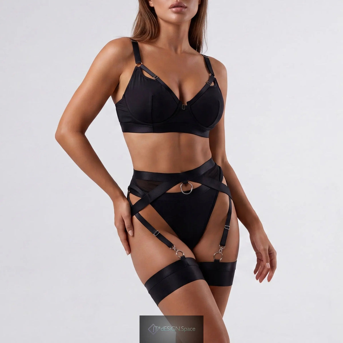 Sommer-Shapewear-Set, sexy vierteiliges Set mit Strumpfhalter