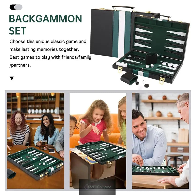 Roll-up-Backgammon-Set aus Leder – tragbares Brettspiel für unterwegs, draußen und die Familie, praktischer Faltkoffer