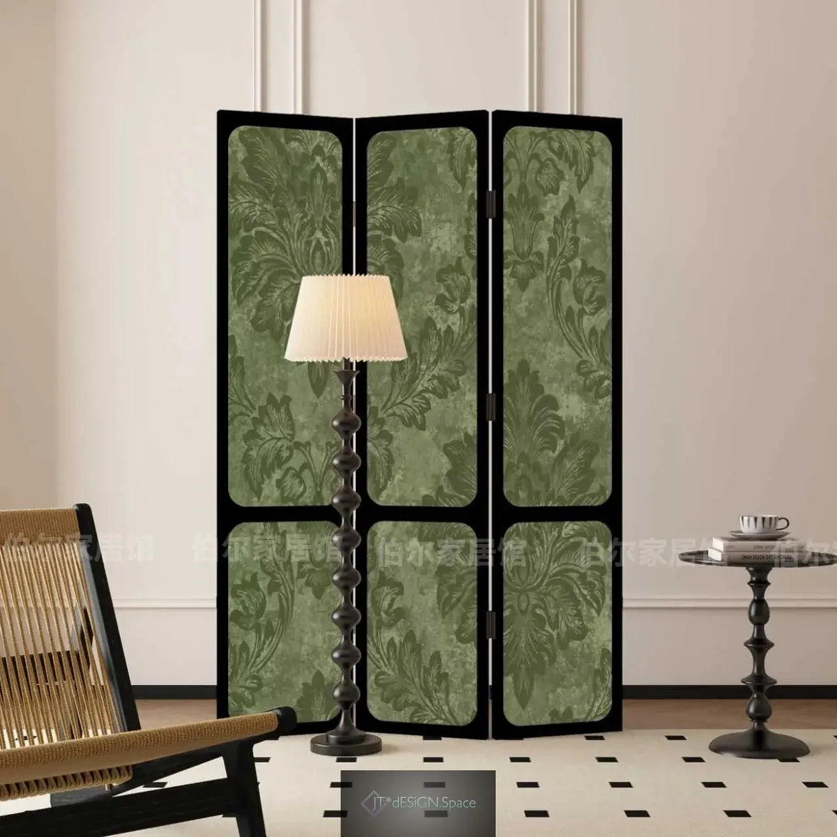Mittelalterliches französisches Grün Rasen Amerikanische Raumteiler Wohnzimmer Schlafzimmer Sofa Hintergrunddecke Flur Flur Mobil Klappbar
