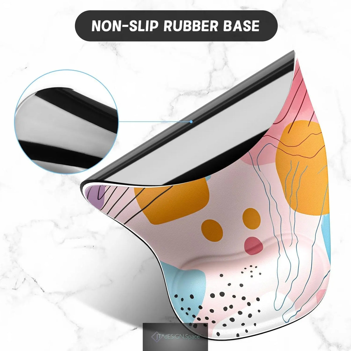 Ergonomic Mouse Pad Coaster Set with Gel Wrist Support Wrist Rest Smooth Surface Non-Slip PU Base Comfortable Office Supplies Pain Relief, 9.5 X 8.3 Inches, Art Style Pattern
