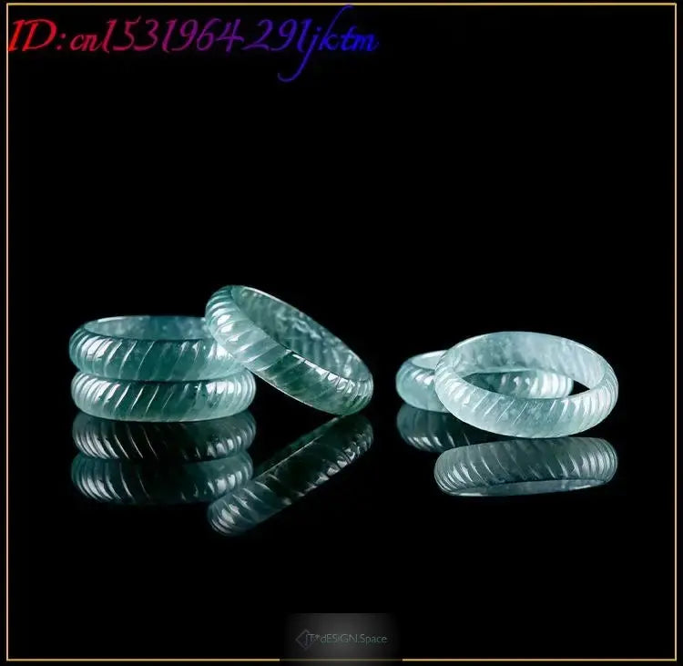 Blaue Ringe aus echter birmanischer Jadeit, luxuriöse geschnitzte Smaragdgeschenke, Vintage-Amulett, Designer-Schmuckaccessoires aus natürlicher birmanischer Jade