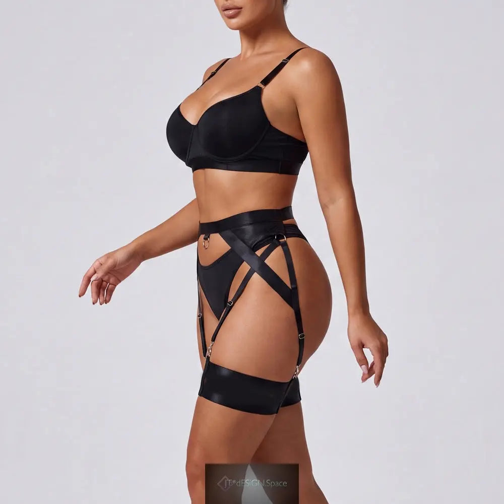 Sommer-Shapewear-Set, sexy vierteiliges Set mit Strumpfhalter