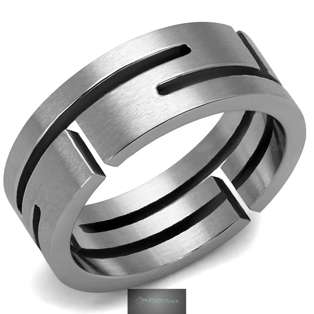 TK2393 - High polished (no plating) Stainless Steel Ring with No Stone Turquoise Tiger