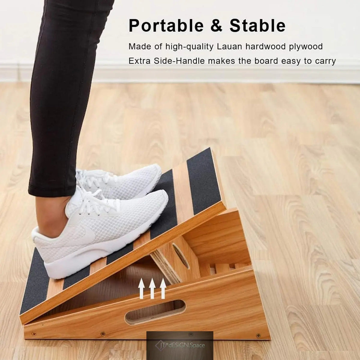 Wooden Slant Board, 5 Adjustable Angles, 500 Lb, Side Handle