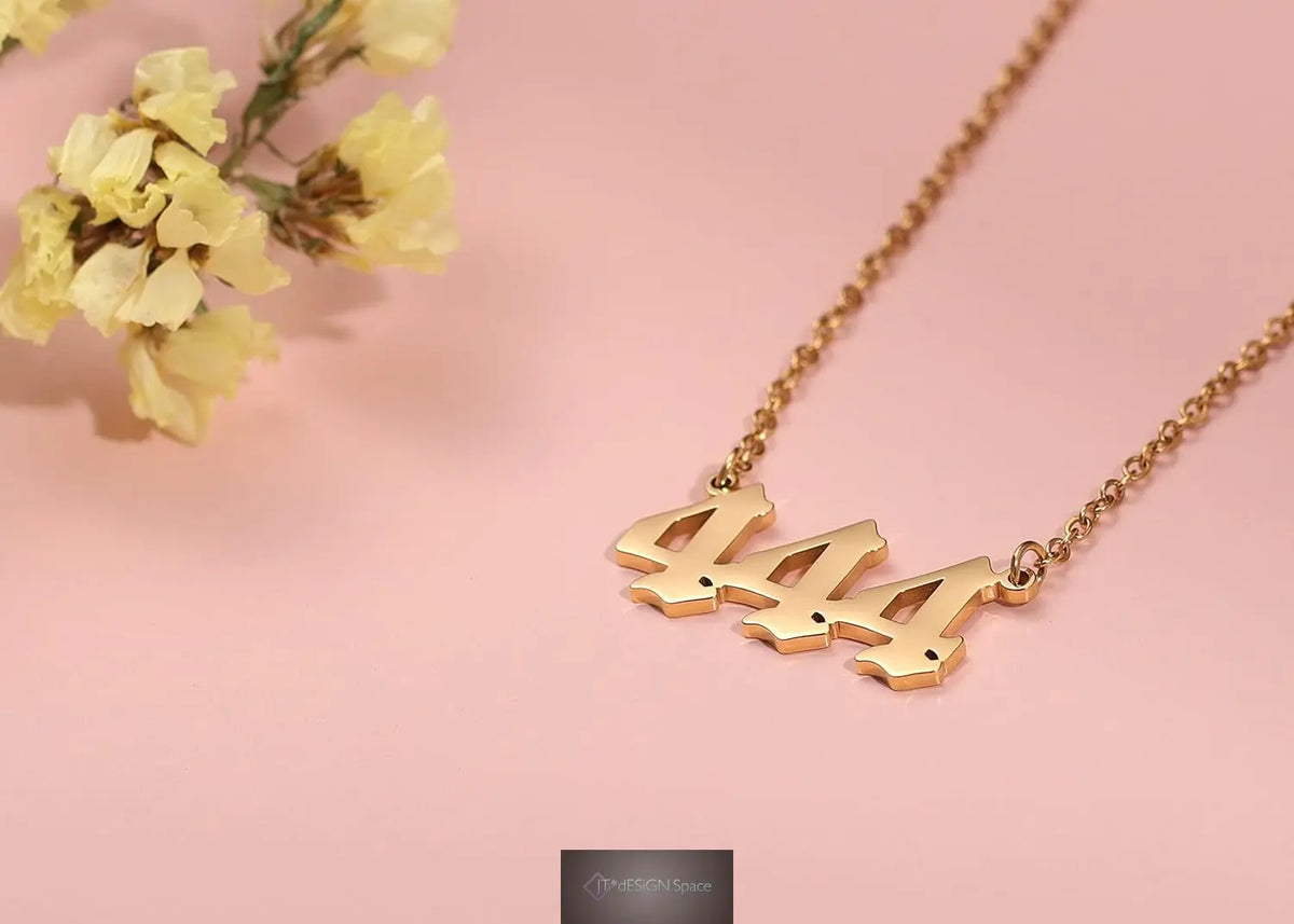 Angel Number Necklace for Women, 18K Gold Plated 000 111 222 333 444 555 666 777 888 999 Necklace Numerology Jewelry