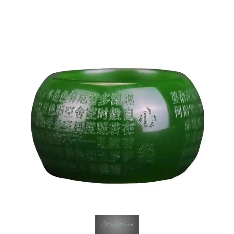 Natural Green Jadeite Ring 22mm – Heart Meridian, Buddhism Amulet, Hand-carved | Jewelry for Women & Men