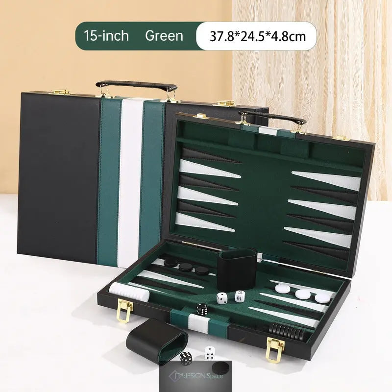 Roll-up-Backgammon-Set aus Leder – tragbares Brettspiel für unterwegs, draußen und die Familie, praktischer Faltkoffer