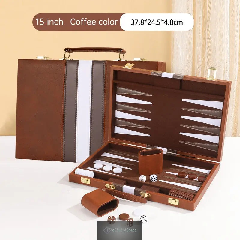 Roll-up-Backgammon-Set aus Leder – tragbares Brettspiel für unterwegs, draußen und die Familie, praktischer Faltkoffer
