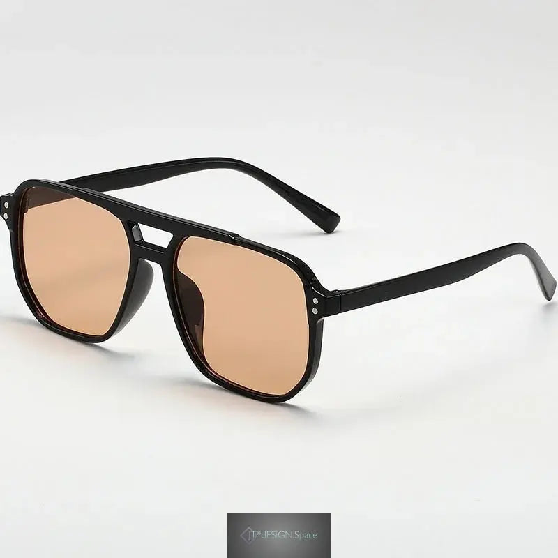 Vintage Herren Damen große Sonnenbrille Herren eckige Brille Marken Designer Unisex Sonnenbrille Schwarze Gläser Männlich Weiblich Sonnenbrille UV400