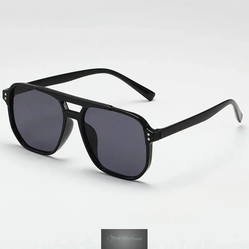 Vintage Herren Damen große Sonnenbrille Herren eckige Brille Marken Designer Unisex Sonnenbrille Schwarze Gläser Männlich Weiblich Sonnenbrille UV400