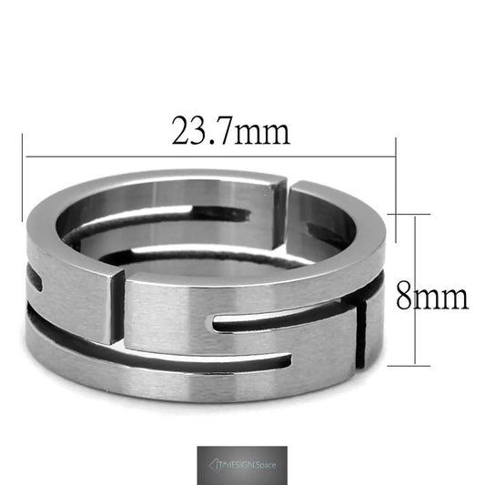 TK2393 - High polished (no plating) Stainless Steel Ring with No Stone Turquoise Tiger