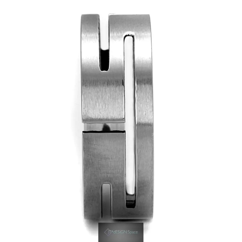 TK2393 - High polished (no plating) Stainless Steel Ring with No Stone Turquoise Tiger