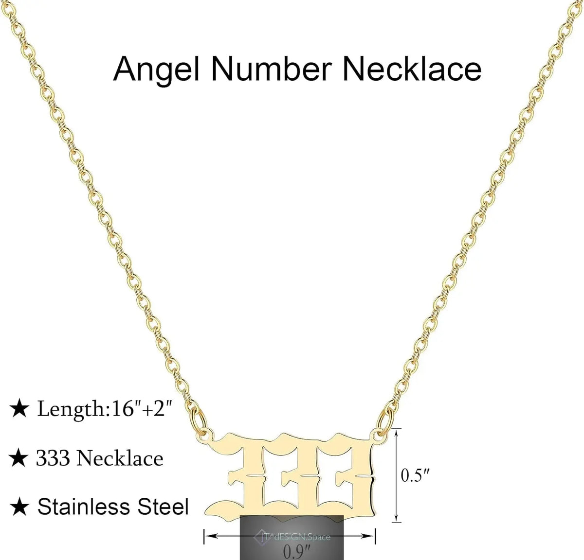 Angel Number Necklace for Women, 18K Gold Plated 000 111 222 333 444 555 666 777 888 999 Necklace Numerology Jewelry
