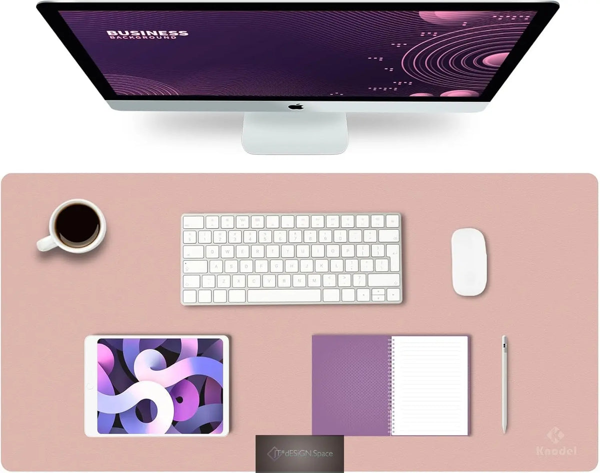 Large Office Desk Mat, Leather Mouse Pad (31.5"X15.7", Pink)