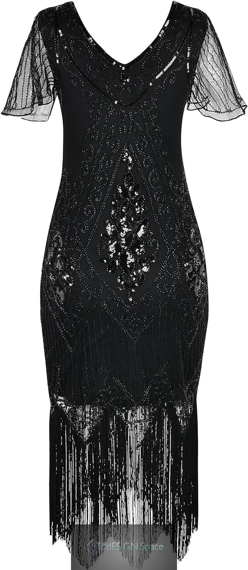 Women'S Flapper Dresses 1920S Sequins Art Deco Gatsby Cocktail Dress with Sleeve