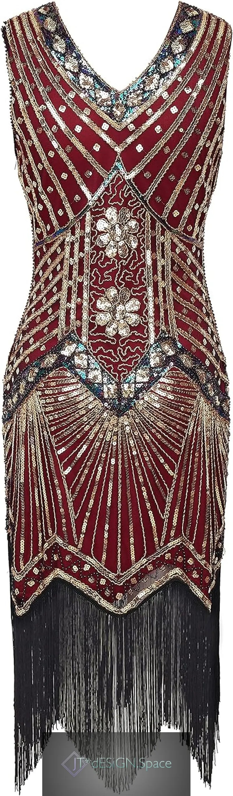 Women'S Flapper Dresses 1920S V Neck Beaded Fringed Great Gatsby Dress