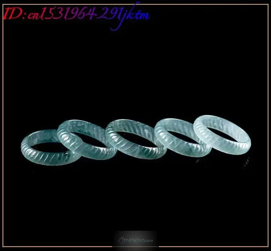Blue Real Burmese Jadeite Rings Luxury Emerald Carved Gifts Vintage Amulet Designer Burmese Jade Natural Jewelry Accessories