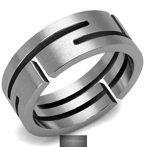 TK2393 - High polished (no plating) Stainless Steel Ring with No Stone Turquoise Tiger